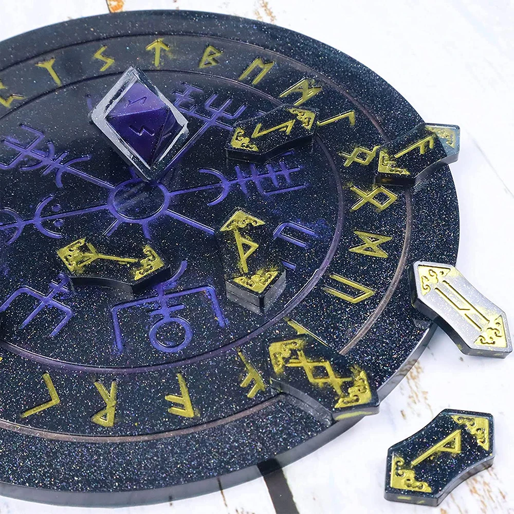 1pcs Rune Resin Mold Viking Divination Rune Pendant Silicone
