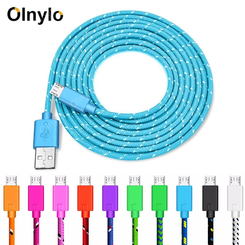 Olnylo Плетеный Micro USB кабель для синхронизации данных зарядный Samsung S7 HTC LG Huawei Xiaomi