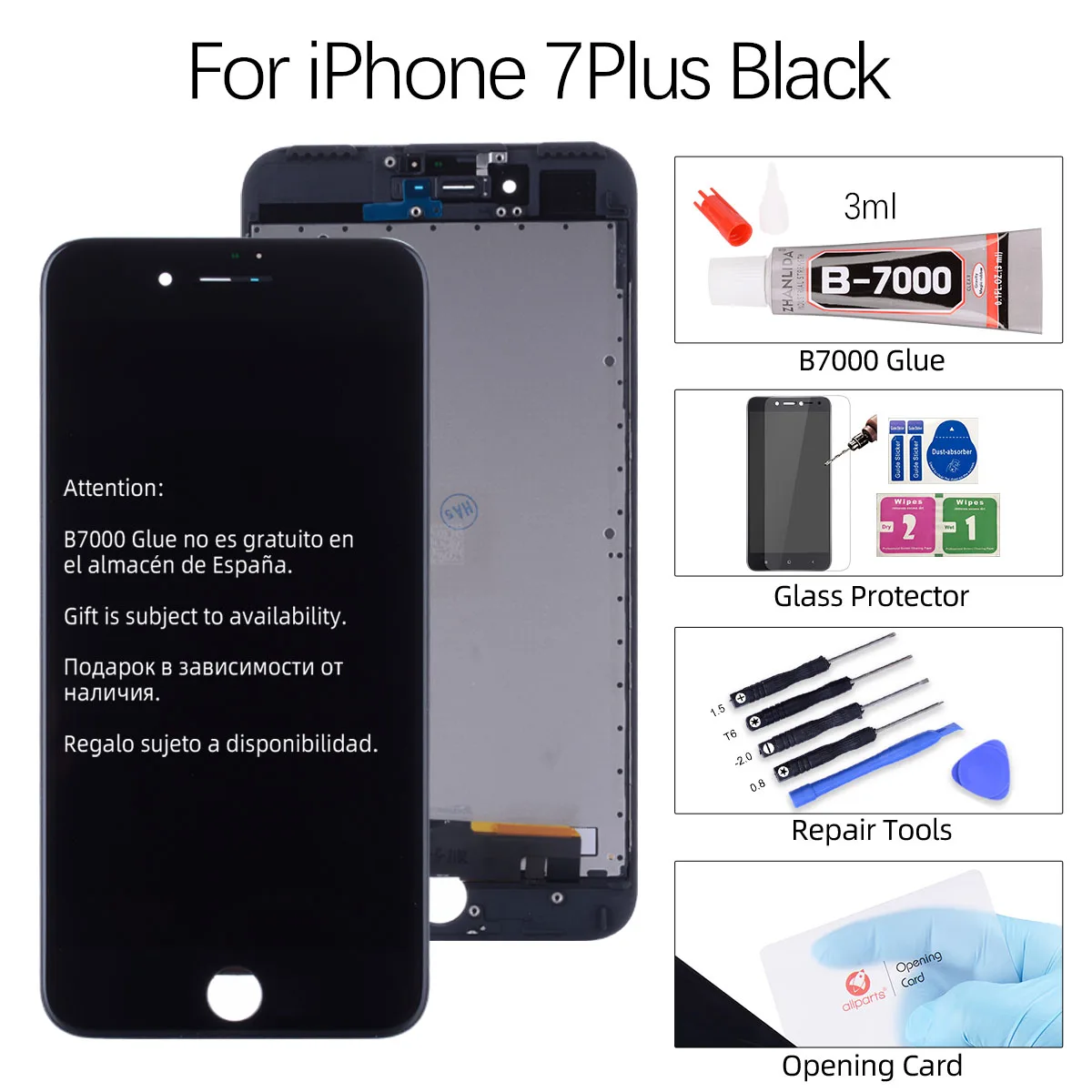 AAA Grade Дисплей для iPhone 7 7plus в сборе с тачскрином на рамке черный белый - Цвет: Black 7 Plus