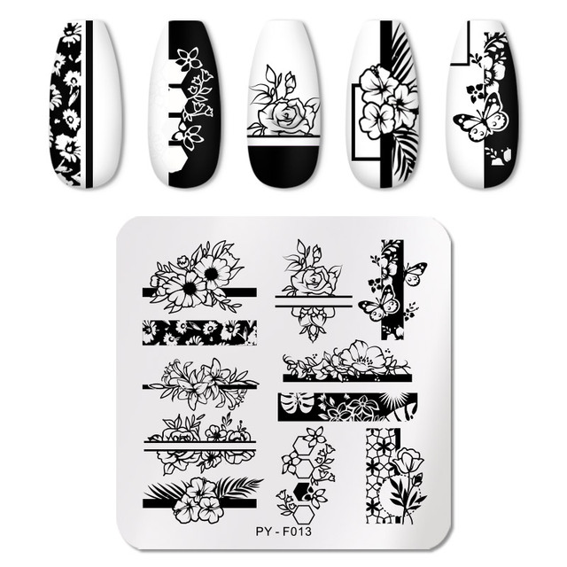 YOU Valentine's Day Nail Stamping Plates Rose Flower Love Theme Nail Art Plate Stainless Steel Nail Design Stencil Tools