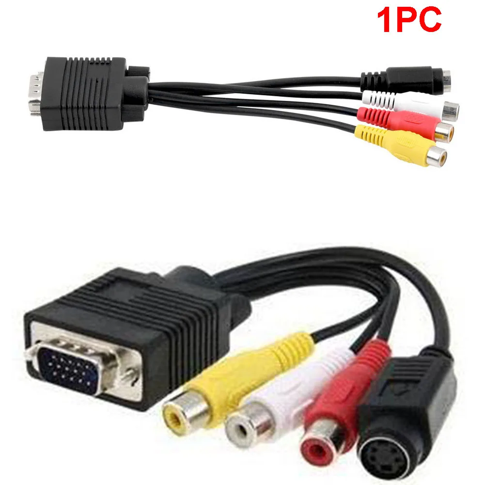Аксессуары композитный прочный ПК практичный VGA SVGA к S-Video Портативный HD AV tv Out 3 Кабель-адаптер