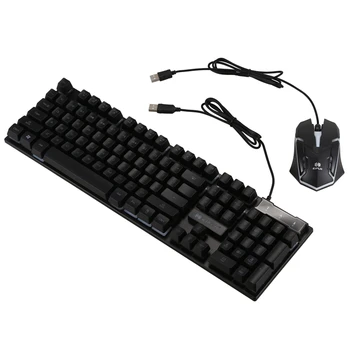 

Eipln E83 Colorful Luminous Suspension Keyboard, Office Home USB Wired Keyboard Mouse Set