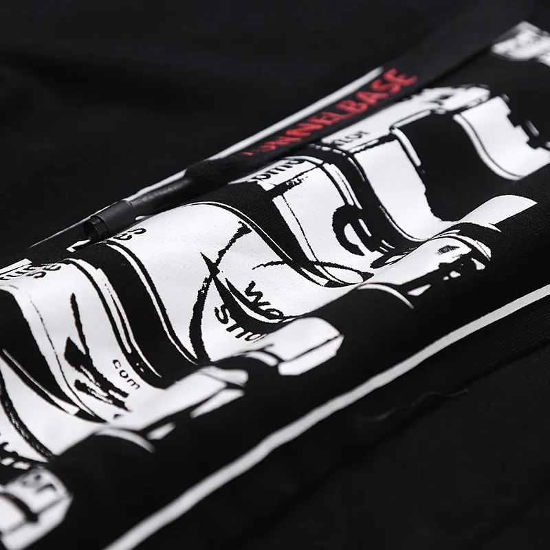 Хип-хоп толстовки мужские Свободные сращивания поддельные два с капюшоном верхняя одежда с надписью круглый вырез хлопок длинный рукав спортивный костюм с принтом ткань мода