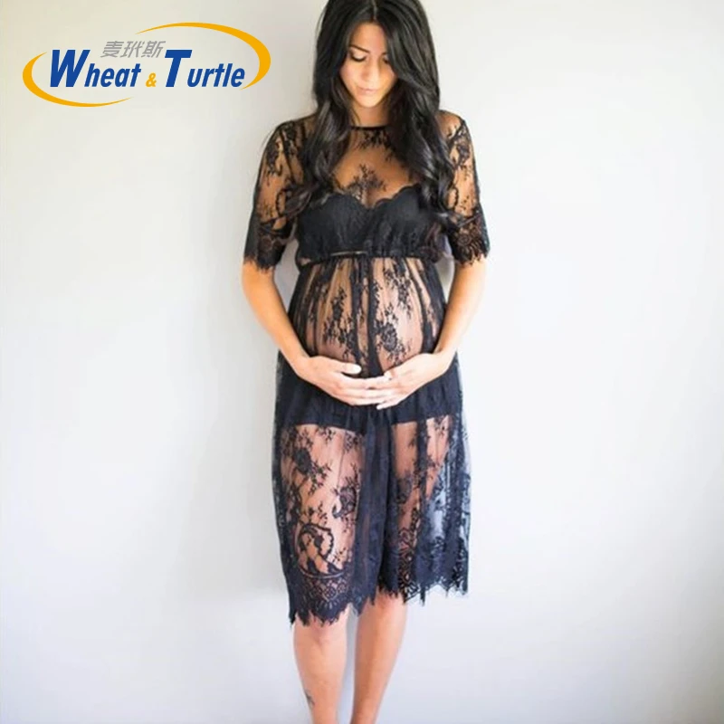 Vestidos de maternidad de encaje sesión de fotos, ropa negra hermosa para embarazadas, vestido de fotografía para mujeres embarazadas, ropa embarazo, Playa|Vestidos| -