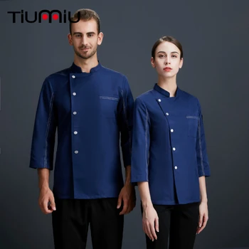 

Chef Uniform Sushi Costume Three-quarter Sleeve Kitchen Food Service Tops Shirt Chef Cooking Jacket Catering Restaurant Overalls