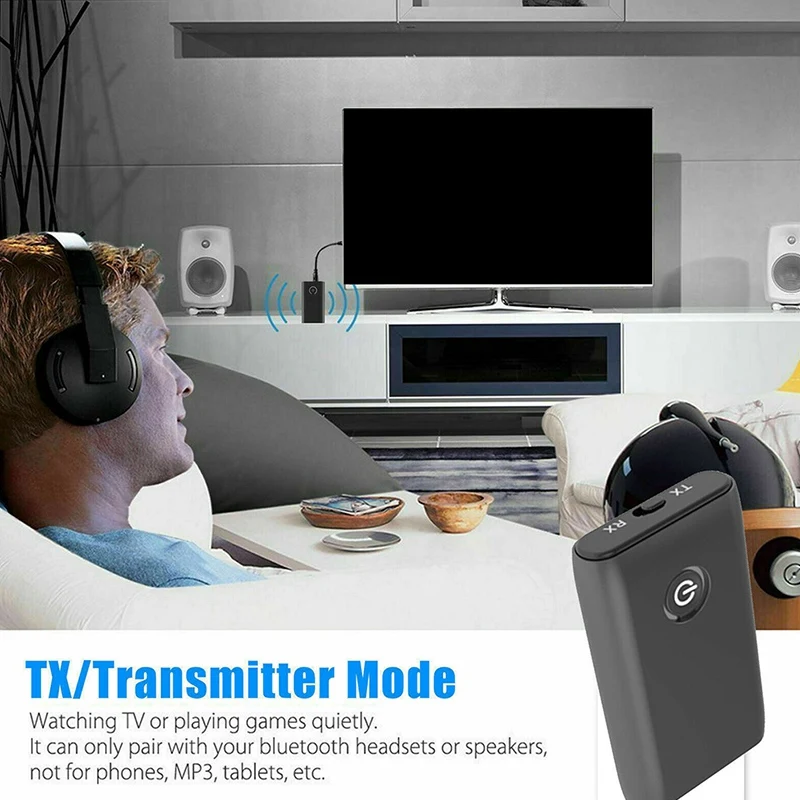 Bluetooth 5 0 Transmitter Receiver 2 IN 1 Wireless 3 5mm o Adapter RX TX for PC TV Headphones Home Sound