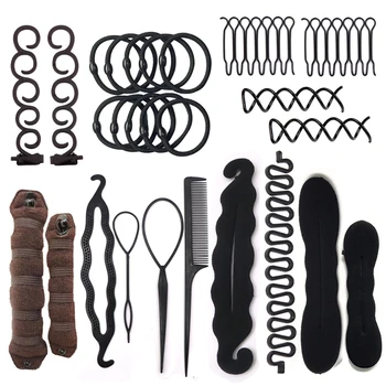 

Multic Styles Black Hair Styling Headwear for Women Hair Pin Disk Pull Pins Hair Braiding Tools Girls Hair Accessories Bun Maker