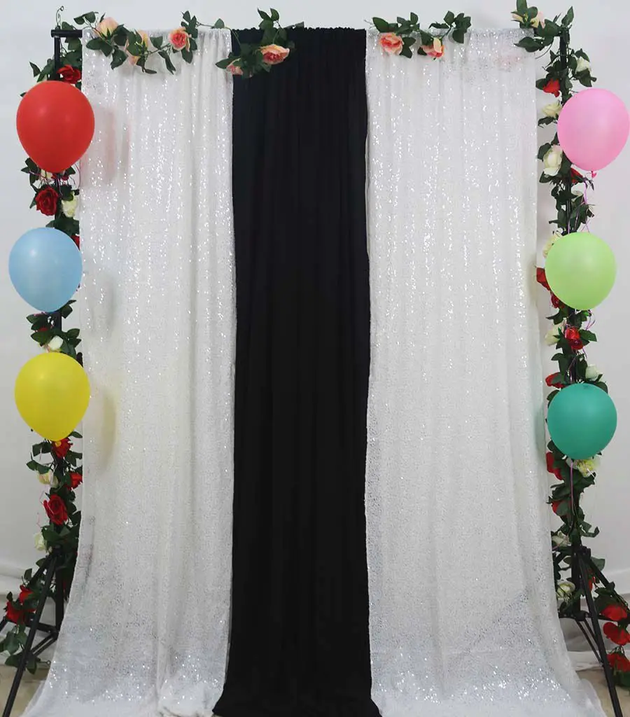 Wedding Stage Background White 24x36 Inch Sequin Backdrop Curtain Sequin Decorations For Wedding-M1005