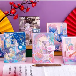 Livre de journal rétro style chinois, carnet rétro rouge style ancien, livre tridimensionnel belle fille, carnet de journal intime coeur 