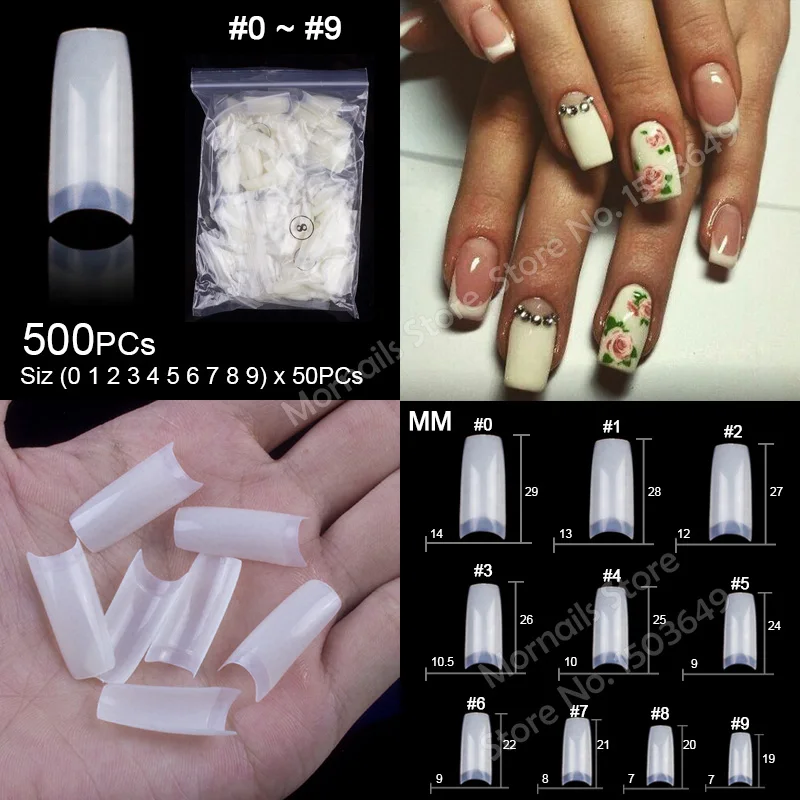 A11-Natural-500PCs Популярные 100 штук, 200 штук, 500 штук балерины на шпильках, круглые квадратные накладные Типсы для маникюра, накладные ногти - Color: A11-Natural-500PCs