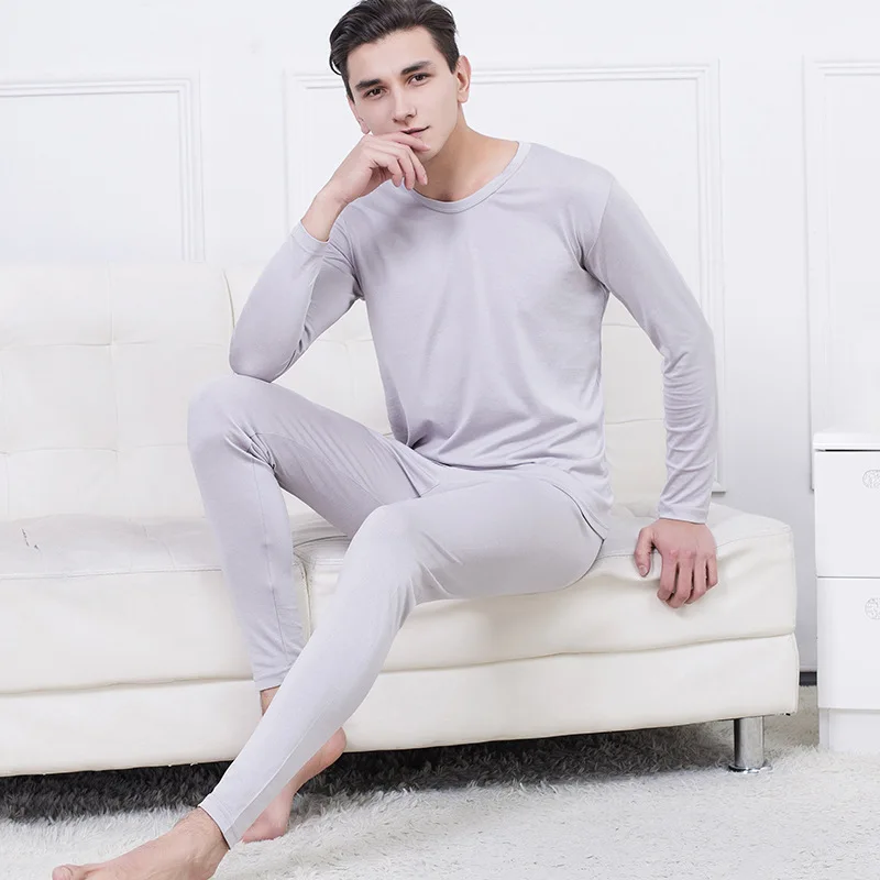 80% Silk 20% Cotton Men's Base Layer Long Johns Warm Thermal