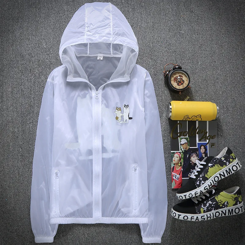 Новое Стильное мужское повседневное пальто с капюшоном и принтом из мультфильма, Мужское пальто, быстросохнущая износостойкая Мужская и женская Солнцезащитная одежда