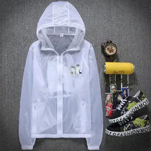 Новое Стильное мужское повседневное пальто с капюшоном и принтом из мультфильма, Мужское пальто, быстросохнущая износостойкая Мужская и женская Солнцезащитная одежда