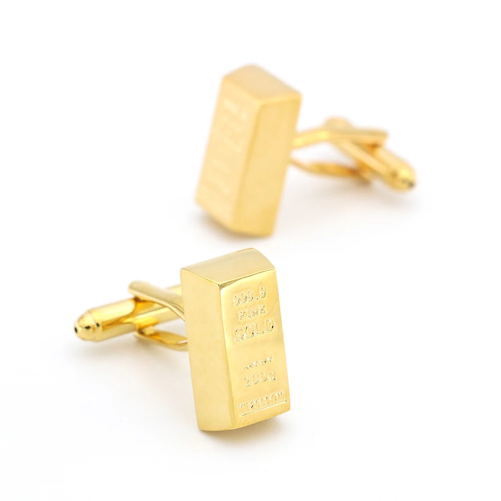 

Fashion Design Gold Brick Cufflinks For Men Quality Copper Material Golden Color Cuff Links Wholesale&retail