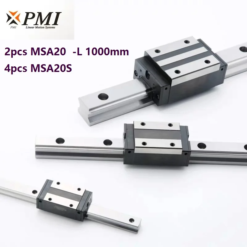 2шт Тайвань PMI MSA20-L 1000 мм линейная направляющая+ 4 шт. MSA20S блоки каретки для ЧПУ
