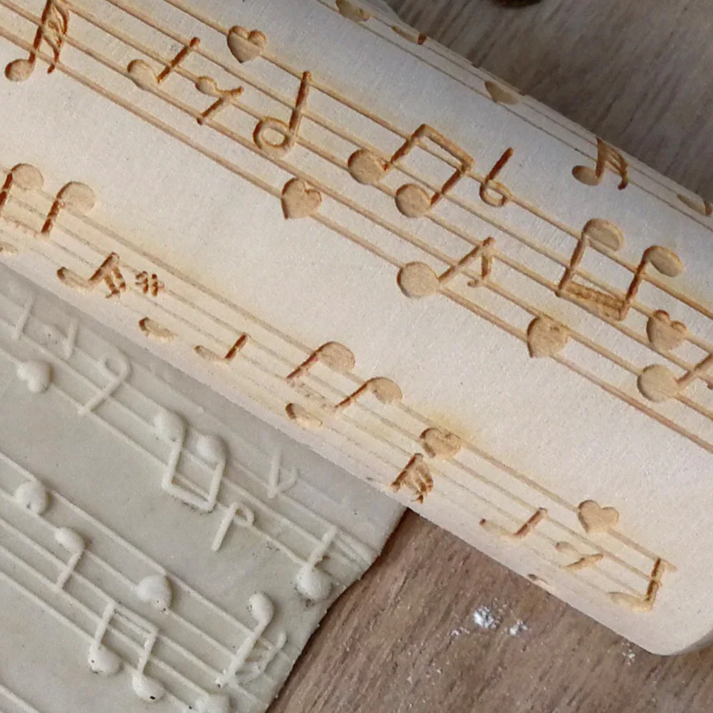 Кухня DIY мука тесто для печенья музыкальная нота антипригарное тиснение гравировкой ручной инструмент выпечки деревянный торт Скалка