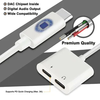 

Type-C Digital Audio Converter 2 in 1 Headphone Jack Audio Splitter Adapter Fast Charging NC99