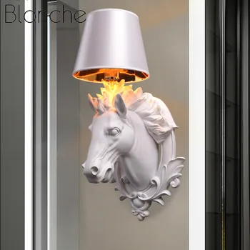 

Nordic Creative Horse Head Wall Lamp Modern Simple Wall Sconce Living Room Bedroom Aisle art Decor Light Fixture led Luminaire