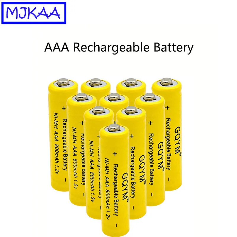 MJKAA 10 20 шт. AAA 1 2 в Ni MH 800 мАч перезаряжаемая батарея 3A желтые батареи для пультов