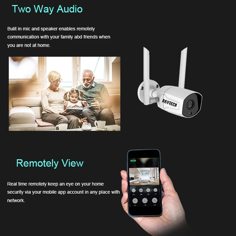  DAYTECH 1080P IP WIFI Camera CCTV Audio Home Security Surveillance Outdoor/Indoor Camera 2MP Waterp - 4.00014E+12