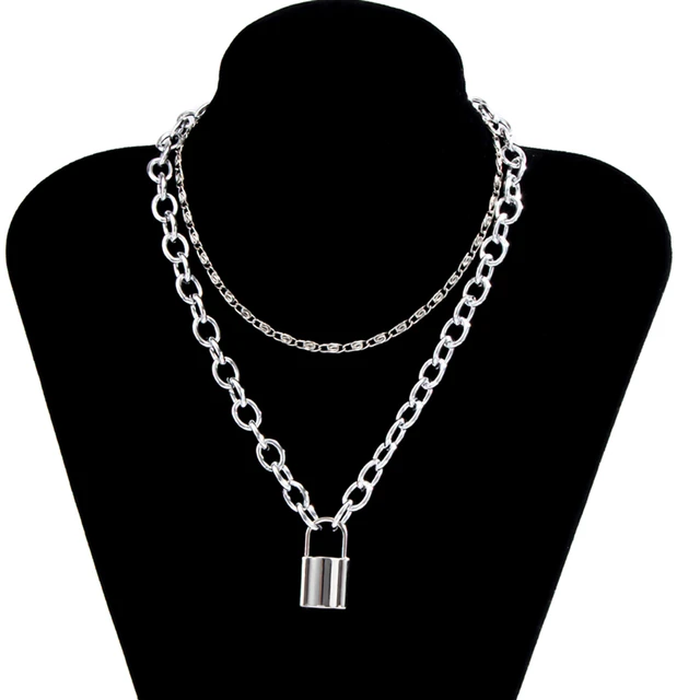 Lock Chain Necklace With A Padlock Pendants For Men And Women,punk