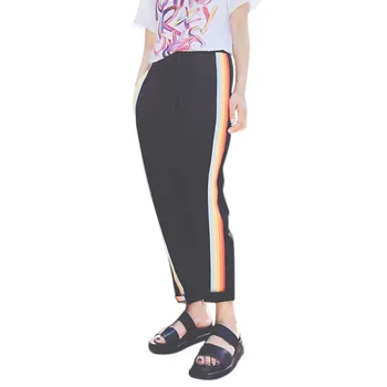 

Popular Fashion Casual Colorful Rainbow Side-stripe Pants Female M-2XL Loose Elastic Waist Chic Pockets Women's Pants Spring1