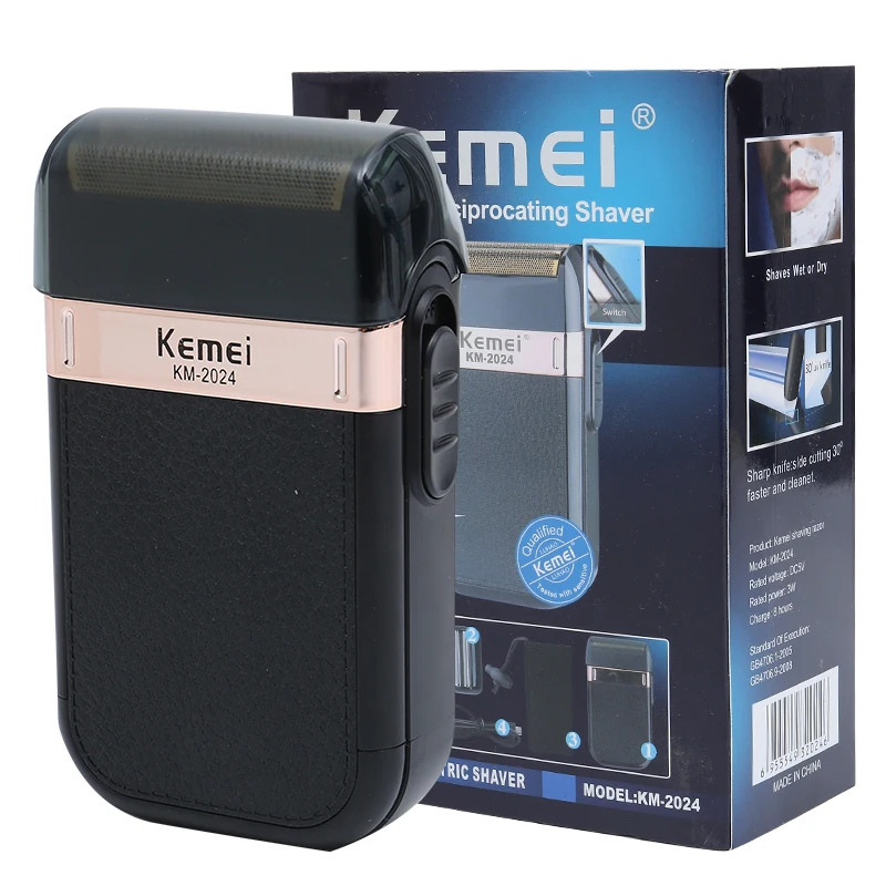 Kemei USB Cordless Electric Shaver Men's Duplex Double Net Gold Silver Knife Mesh Portable Travel Men's Commodity KM