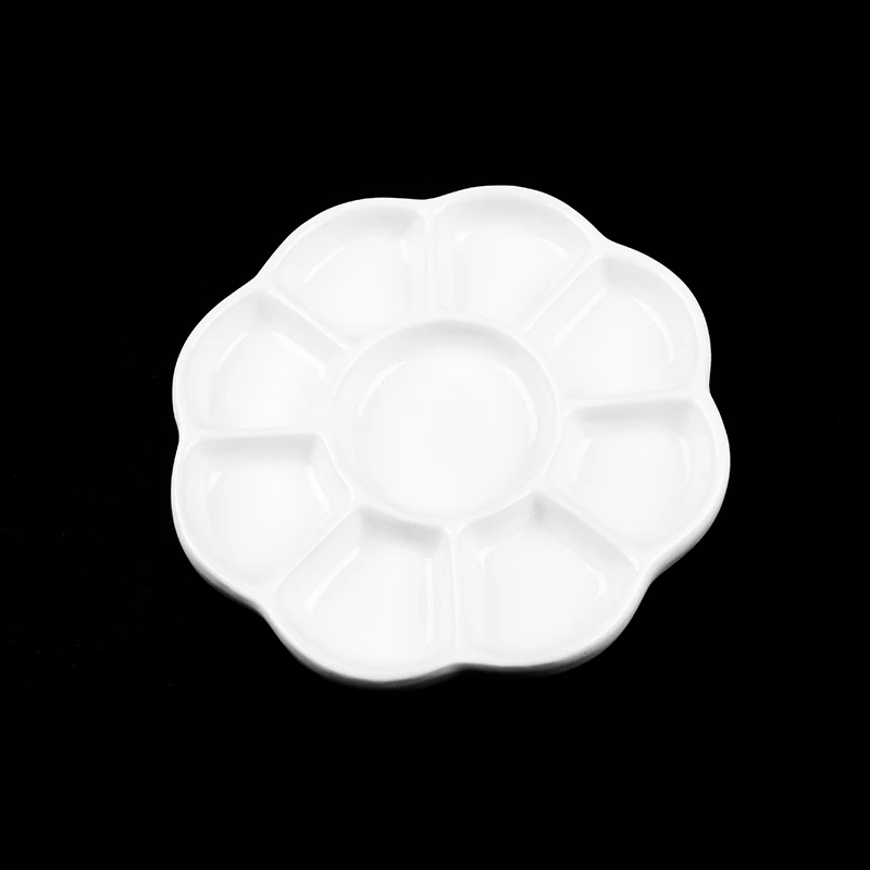 Artsecret White Ceramics Round 9 Hole Palette for Acrylic Oil Watercolor Gouache Craft DIY Art Painting Easy Washing color palette watercolor palette
