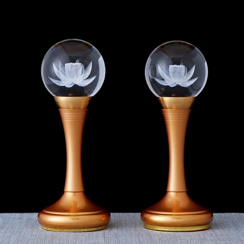 

Buddha Small Size Mini-Shape Alloy Colorful Gradient Crystal Ball Lotus Lamp Mini Lotus Lamp Crystal Lotus Lamp