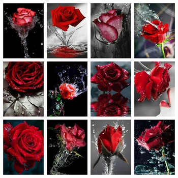 

Evershine 5D Diamond Painting Full Square Flower Diamond Embroidery Roses Mosaic Black Red Picture Of Rhinestone Home Decor Art