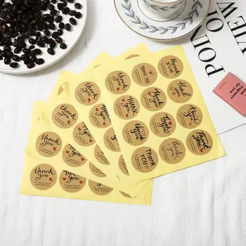 

300pcs Kraft Paper Thank You Round Label Stickers for Small Shop Wedding Gift 449C