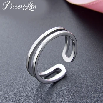 

Genuine 100% 925 Sterling Silver Multi-layered Chains Rings for Women Simple Solid Silver Rings Party Vintage Jewelry