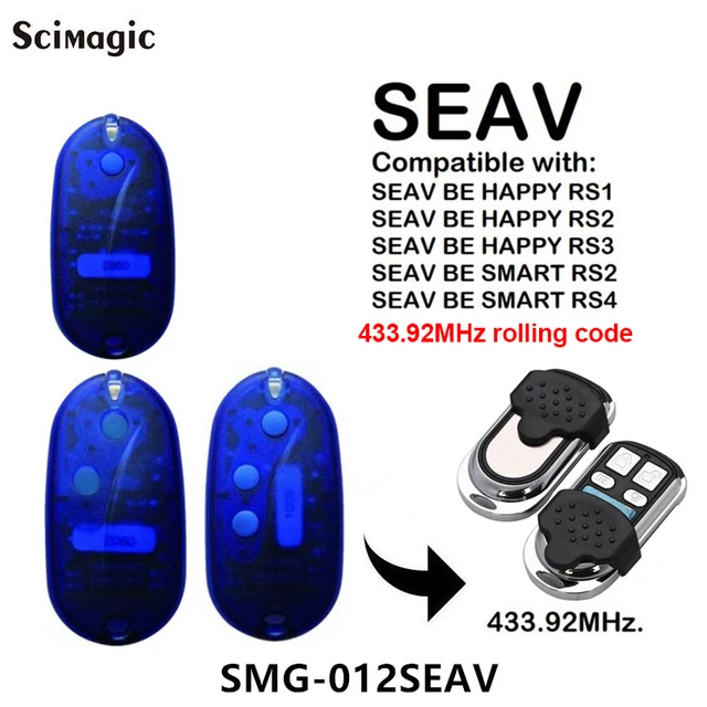 For SEAV BE HAPPY RS1 / RS2 / RS3 433.92 Rolling code Remote Control Transmitter Garage Door Gate Fob 1