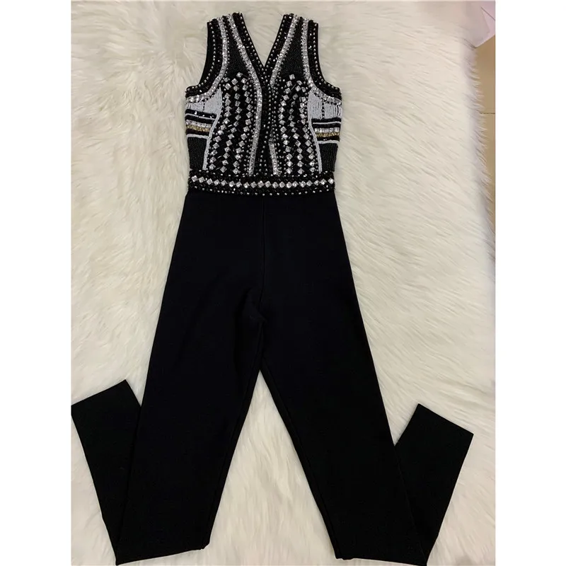 High Quality Summer New Bandage Jumpsuit Sexy V