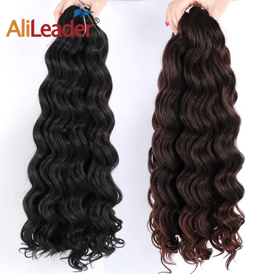 

Alileader Deep Wave Black Ombre Hair Extension 80g/pack Canecalon Synthetic Crochet Braids Bulk Hair 20inch For Women