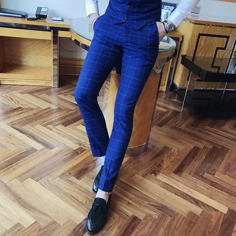 2019 autumn new men's suit pants men's slim plaid slim suit trousers men's fashion cotton plaid business casual suit trousers 2019 autumn new men's suit pants men's slim plaid slim suit trousers men's fashion cotton plaid business casual suit trousers