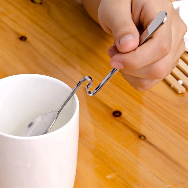 Stainless Steel Bending Hanging Creative Coffee Spoons Coffee Spoons Dessert Spoons Tea Coffee Stirring Scoop