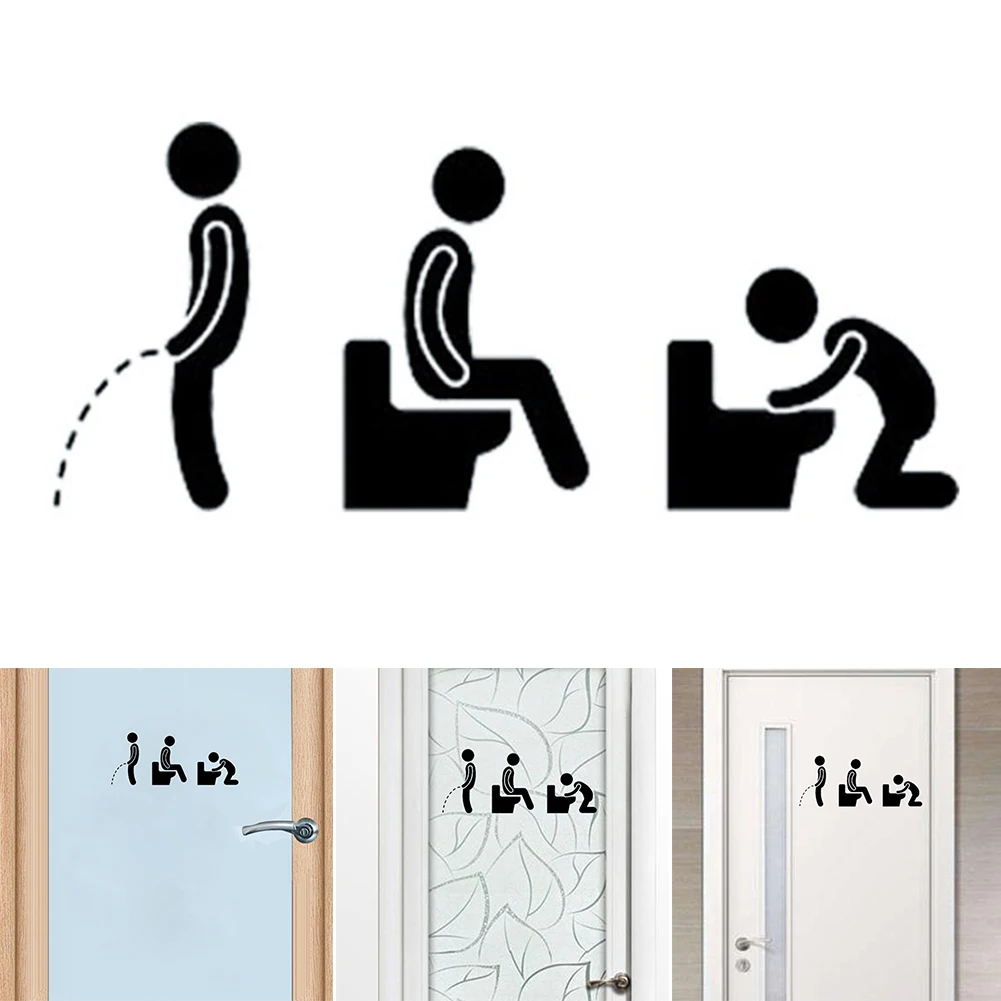 

10x25cm Accessories Removable Door Wall Sticker Personality Stylish Bathroom Decoration Window Glass Home Waterproof Toilet Icon