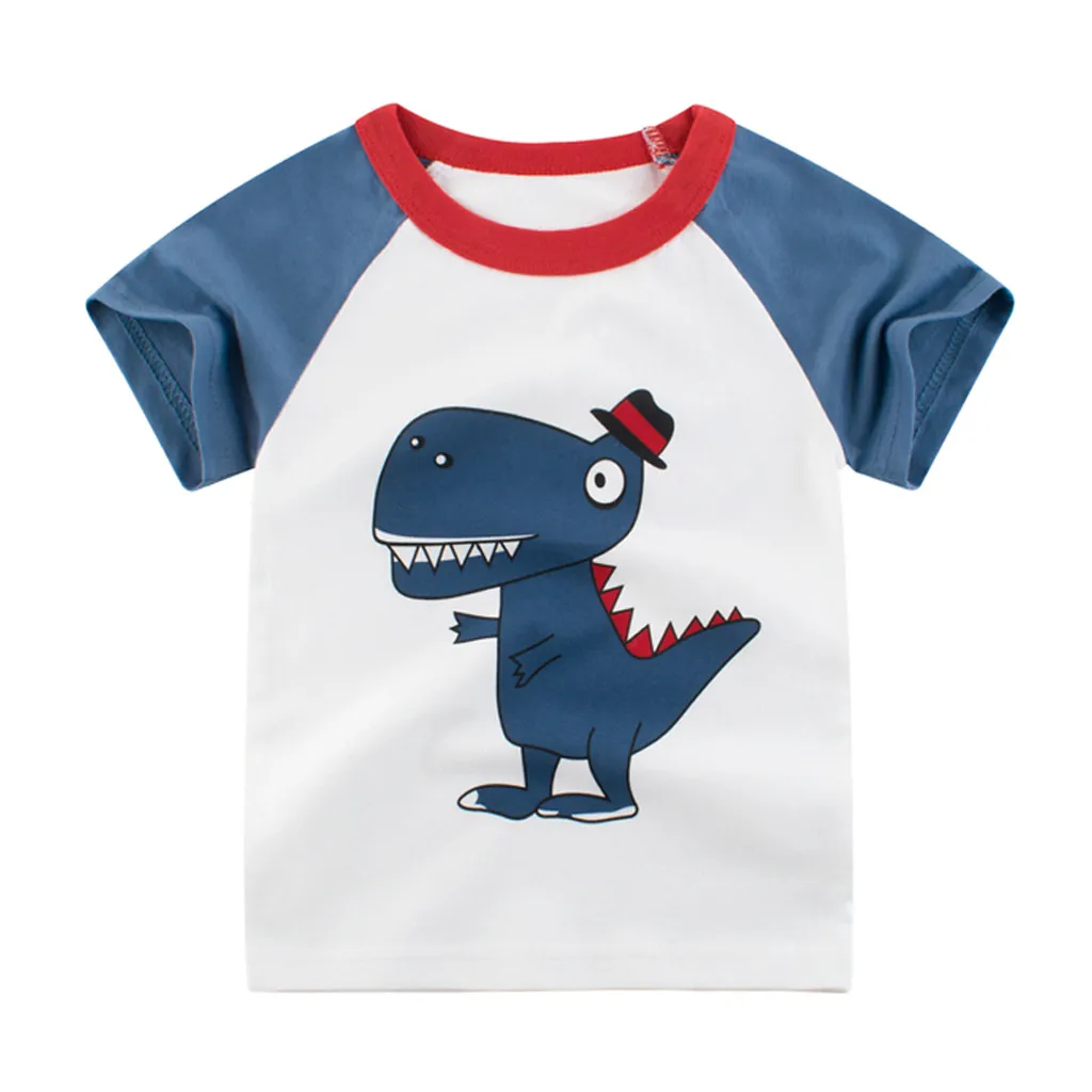 Детская футболка с принтом динозавра из мультфильма для маленьких мальчиков