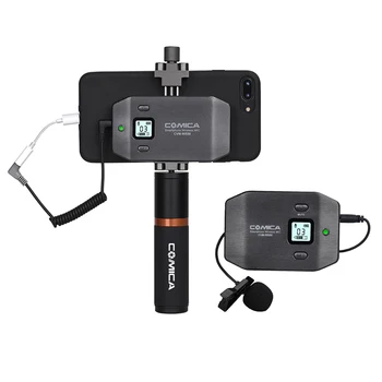 

Comica CVM-WS50(B) Smart Phone Wireless Lavalier Microphone System UHF 6 Channel with Built-in Metal Material Smartphone Holder