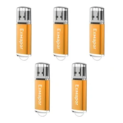 Exmapor – clé USB rectangulaire, support à mémoire de 4GB 8GB 32GB 16GB, 5 pièces, stockage de données pour PC, externe Orange 