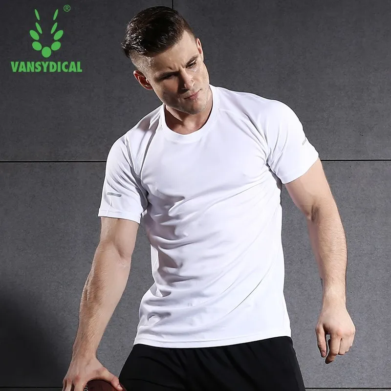 Short Sleeve Men Running Shirt Fitness Workout Workout Quick Dry Tops Solid Brethable Sportswear Vansydical