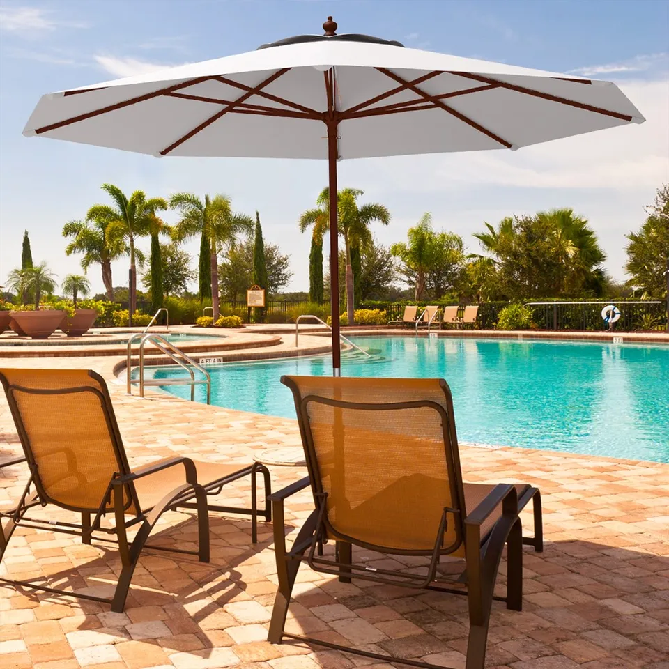 Costway Adjustable 9ft Wooden Patio Umbrella Wood Pole Outdoor Garden Sun Shade Beige Umbrellas Aliexpress