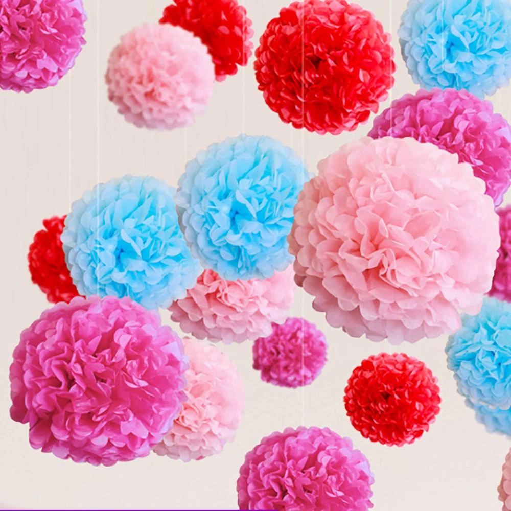 6" 15CM 200 Pcs/Lot Tissue Paper Pom Poms Decorative Flower Balls Wall Wedding Birthday Party Home Decoration wholesale|pom pom decorations|tissue paper pom pomspaper poms - AliExpress