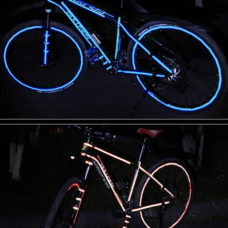 6 шт./компл. Велосипедный спорт светоотражающая лента MTB Велоспорт велосипед Люминесцентные наклейки аксессуары с украшением в виде кристаллов Цвет плед Водонепроницаемый Скотч для монтажа светодиодных лампочек