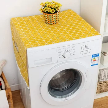 

Oil Proof Washing Machine Top Cloth with Side Storage Pockets Cotton Refrigerator Appliance Accessory YU-Home
