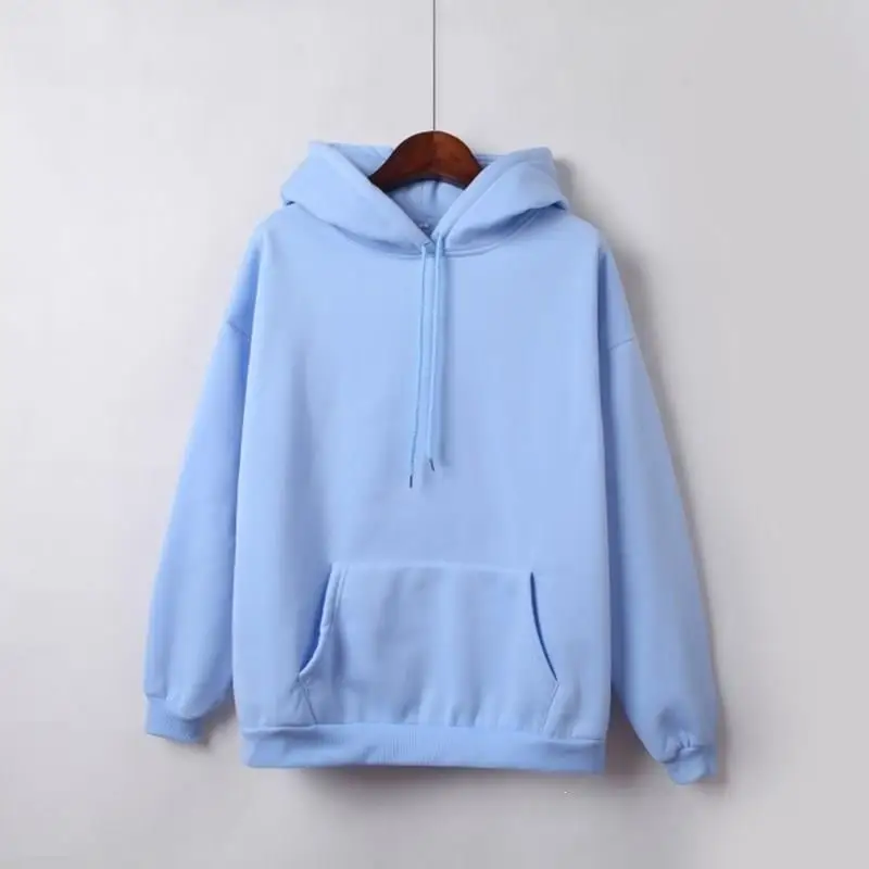 

2019 New Harajuku Hoodies Girls Solid Hooded Tops Women's Sweatshirts Casual Long Sleeve Winter Velvet Thickening Hoodies