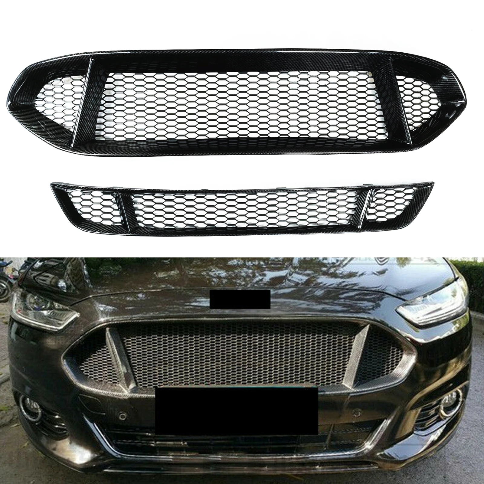 Grilles Automotive Real Carbon Fiber Front Grill fit for