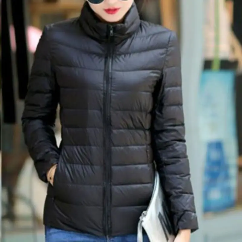 

Women Fashion Casual Coat Cotton Jacket Female Simple Winter Cotton Solid Color Short Light Down Top