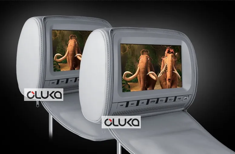2x9 дюймов черный бежевый серый кожаный чехол подголовник Автомобильный монитор с dvd-плеером автомобиля Поддержка видеоигр USB/SD/FM/динамик беспроводные наушники